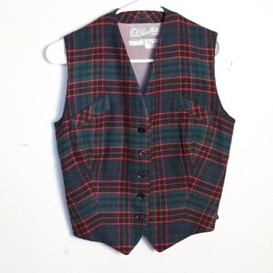 70s Plaid/Tartan Wool 2-piece Vest & Shorts XS